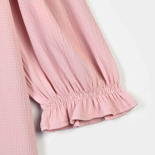 Girls poly Crinkle Frock Candy-Pink