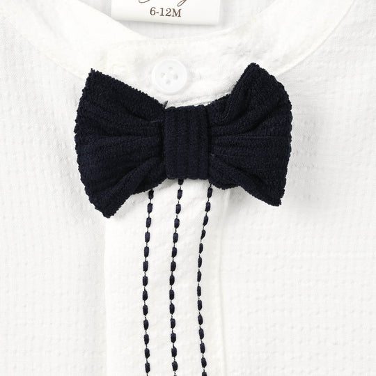 Boys Cotton Interlock Woven Suit 320 - 033 - White & Navy