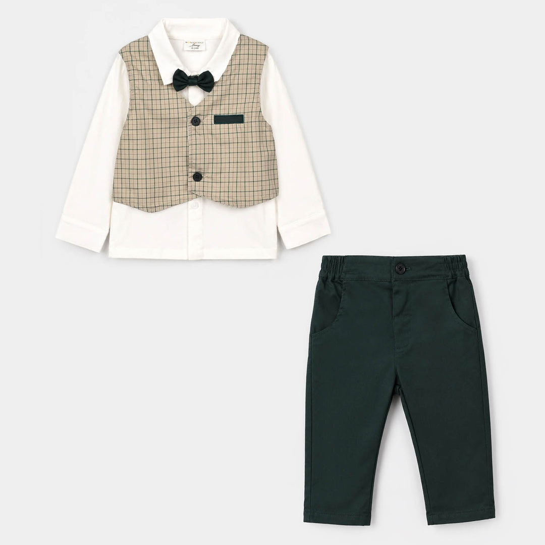 Boys Cotton Interlock 3 - PC 320 - 028 - White & Green