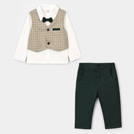 Boys Cotton Interlock 3 - PC 320 - 028 - White & Green