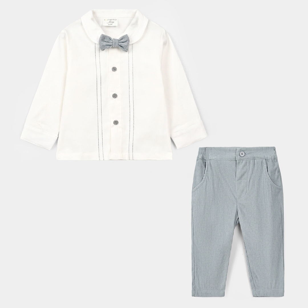 Boys Cotton Interlock Woven Suit 320 - 031- White.Blue