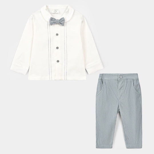 Boys Cotton Interlock Woven Suit 320 - 031- White.Blue