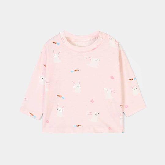 Infant Girls Lycra Jersey Night Suit Rabbit-PINK