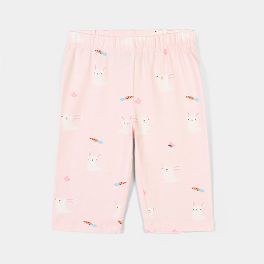 Infant Girls Lycra Jersey Night Suit Rabbit-PINK