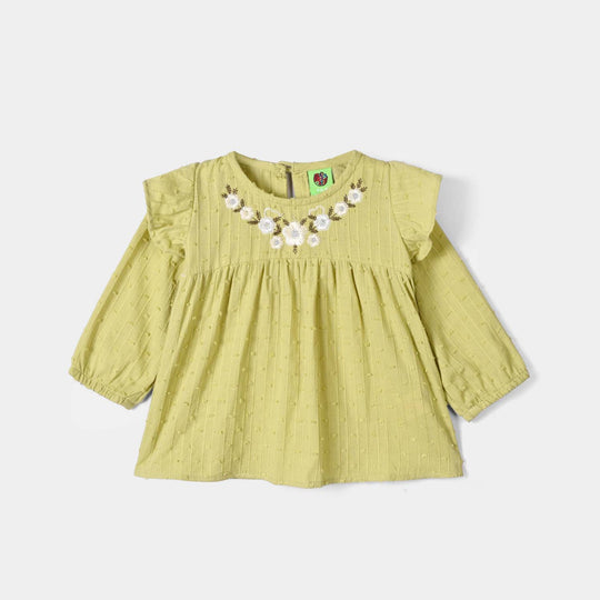Infant Girls Cotton Emb Top Little Lark- Lime