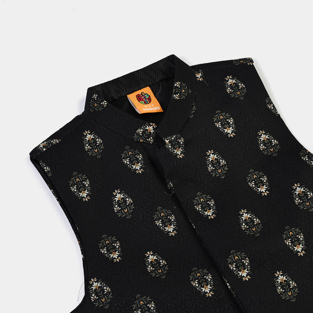 Boys Poly Viscose Waistcoat (Rangreez)-BLACK
