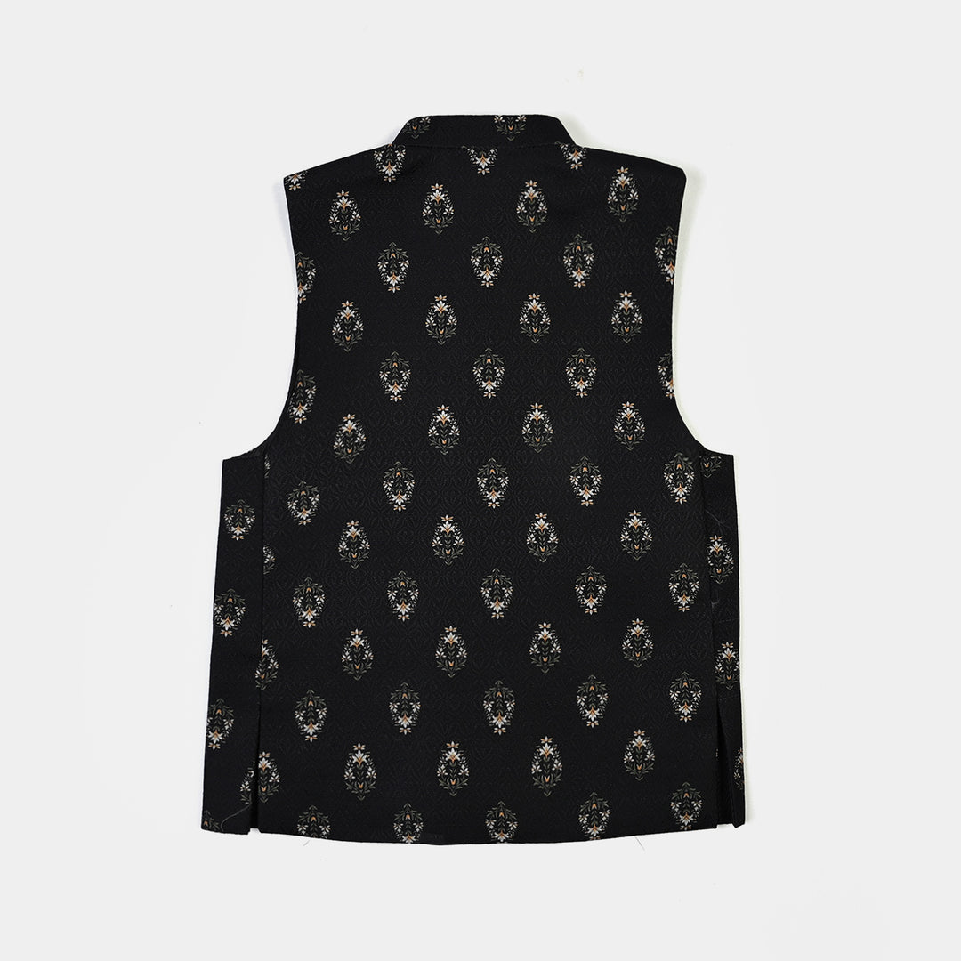 Boys Poly Viscose Waistcoat (Rangreez)-BLACK