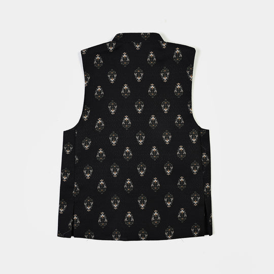 Boys Poly Viscose Waistcoat (Rangreez)-BLACK