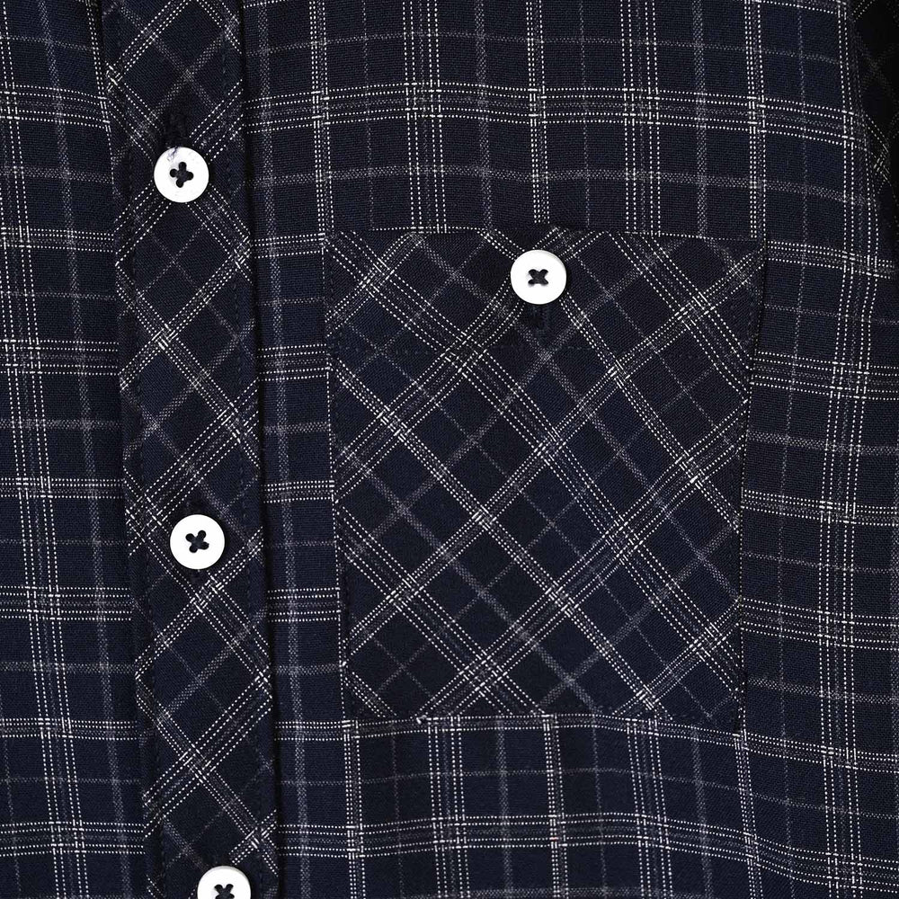 Boys Yarn Dyed Shirt (Pin Stripe Check)-BLACK