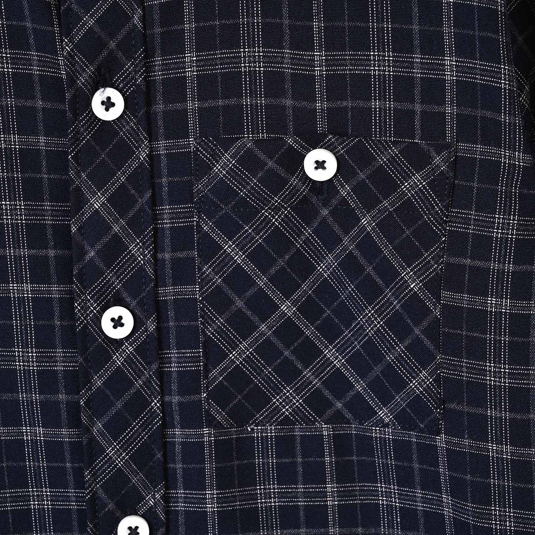 Boys Yarn Dyed Shirt (Pin Stripe Check)-BLACK