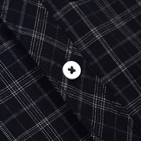 Boys Yarn Dyed Shirt (Pin Stripe Check)-BLACK