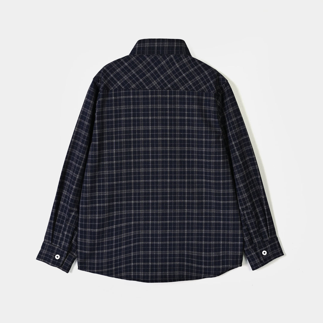 Boys Yarn Dyed Shirt (Pin Stripe Check)-BLACK
