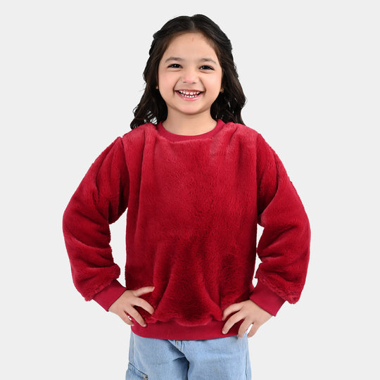 Girls Furr Sweatshirt - Red