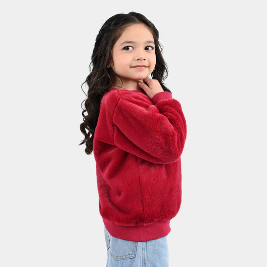 Girls Furr Sweatshirt - Red