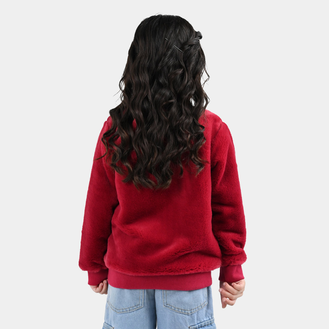 Girls Furr Sweatshirt - Red