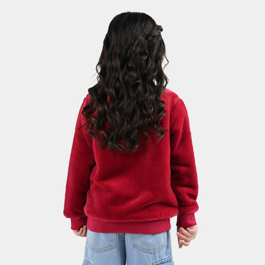 Girls Furr Sweatshirt - Red