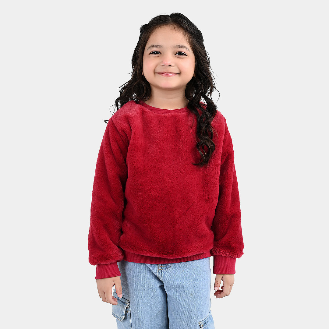 Girls Furr Sweatshirt - Red