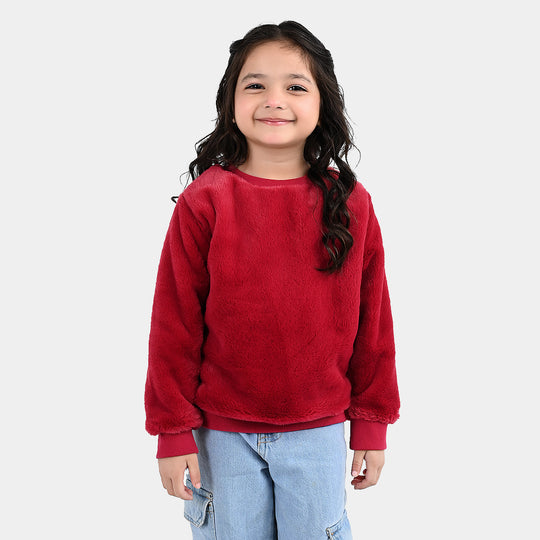 Girls Furr Sweatshirt - Red