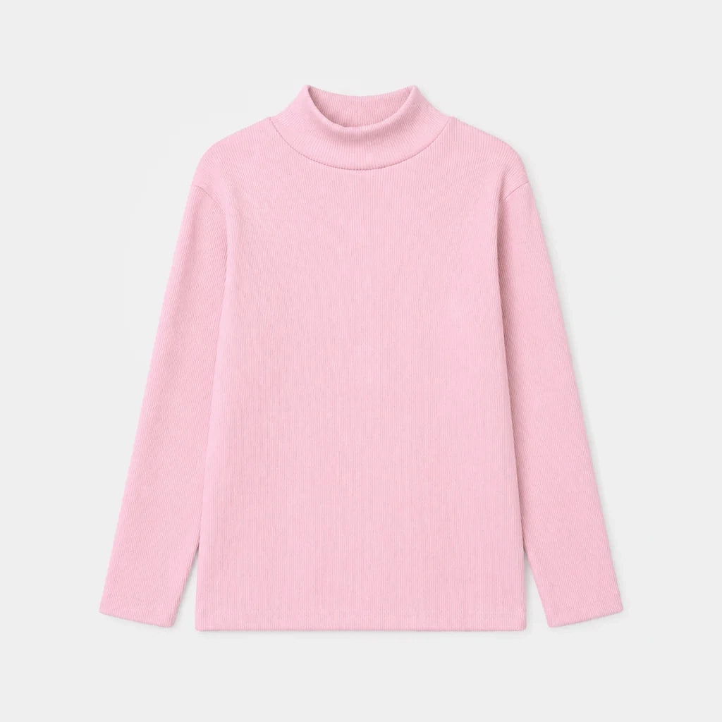 Girls 2x1 Rib Turtle Neck-Pink