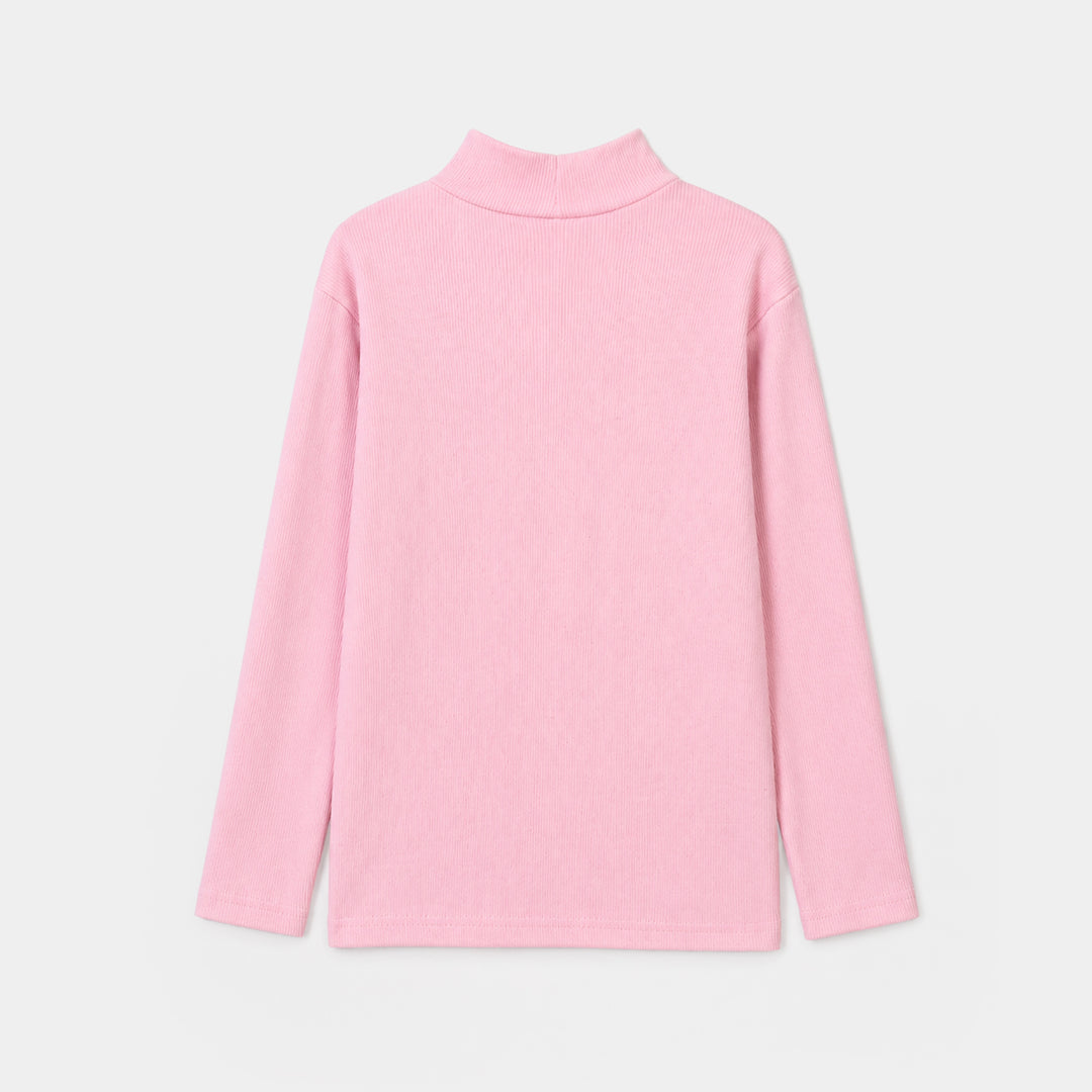 Girls 2x1 Rib Turtle Neck - PINK
