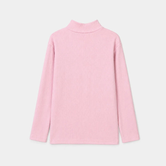 Girls 2x1 Rib Turtle Neck-Pink