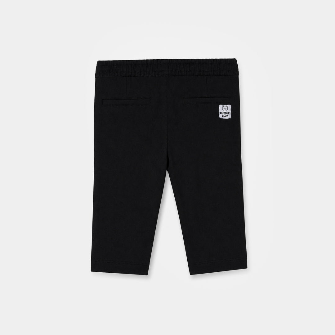 Infant Boys Cotton Twill Pant Cuddle Club-BLACK