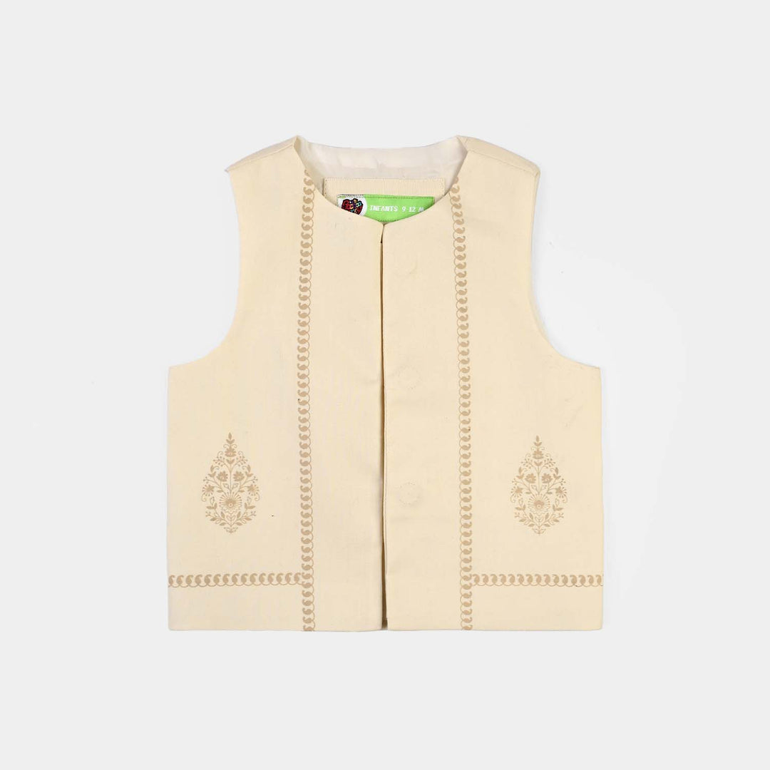 Infant Boys Cotton Poplin 3Piece Suit (Flora)-BEIGE