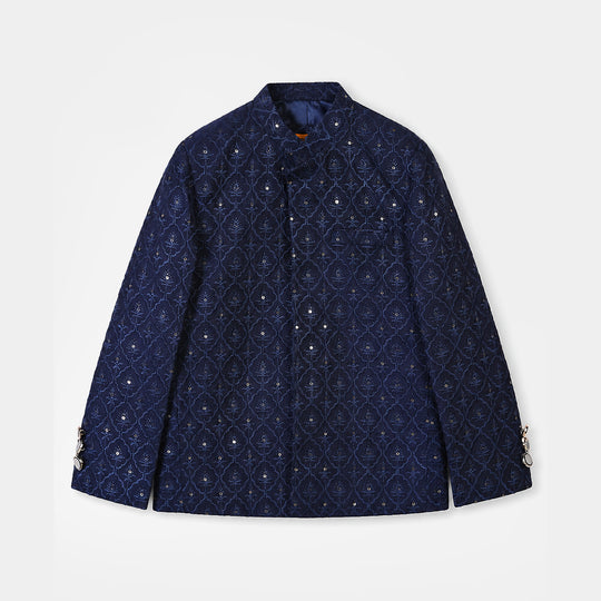 Boys Poly Viscose Prince Coat (Sapphire)-BLUE