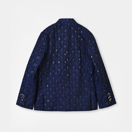 Boys Poly Viscose Prince Coat (Sapphire)-BLUE