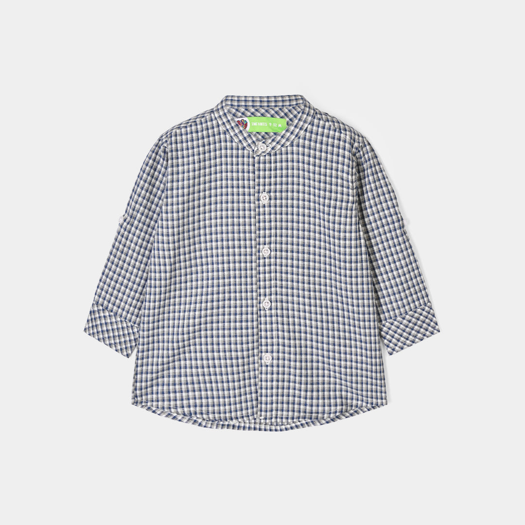 Infant Boys Yarn Dyed Shirt (Blue Check)