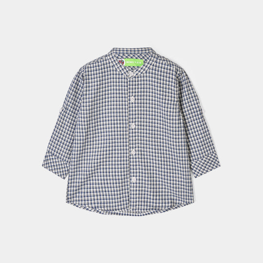 Infant Boys Yarn Dyed Shirt (Blue Check)