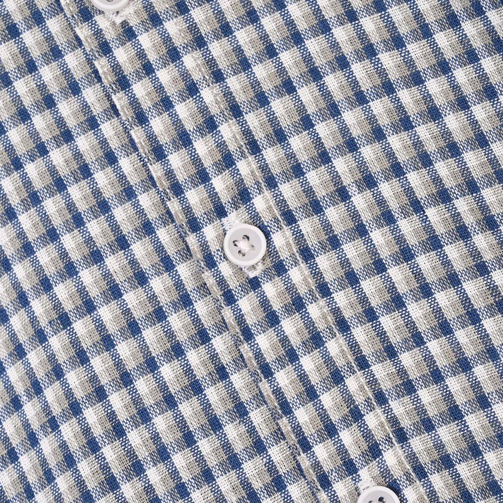 Infant Boys Yarn Dyed Shirt (Blue Check)