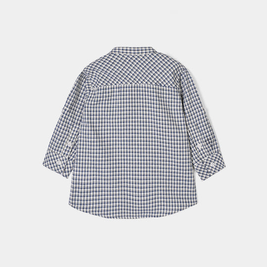 Infant Boys Yarn Dyed Shirt (Blue Check)