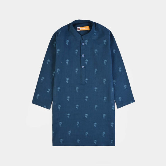 Boys Cotton Poplin 2Piece Suit (Palm Tree)-BLUE