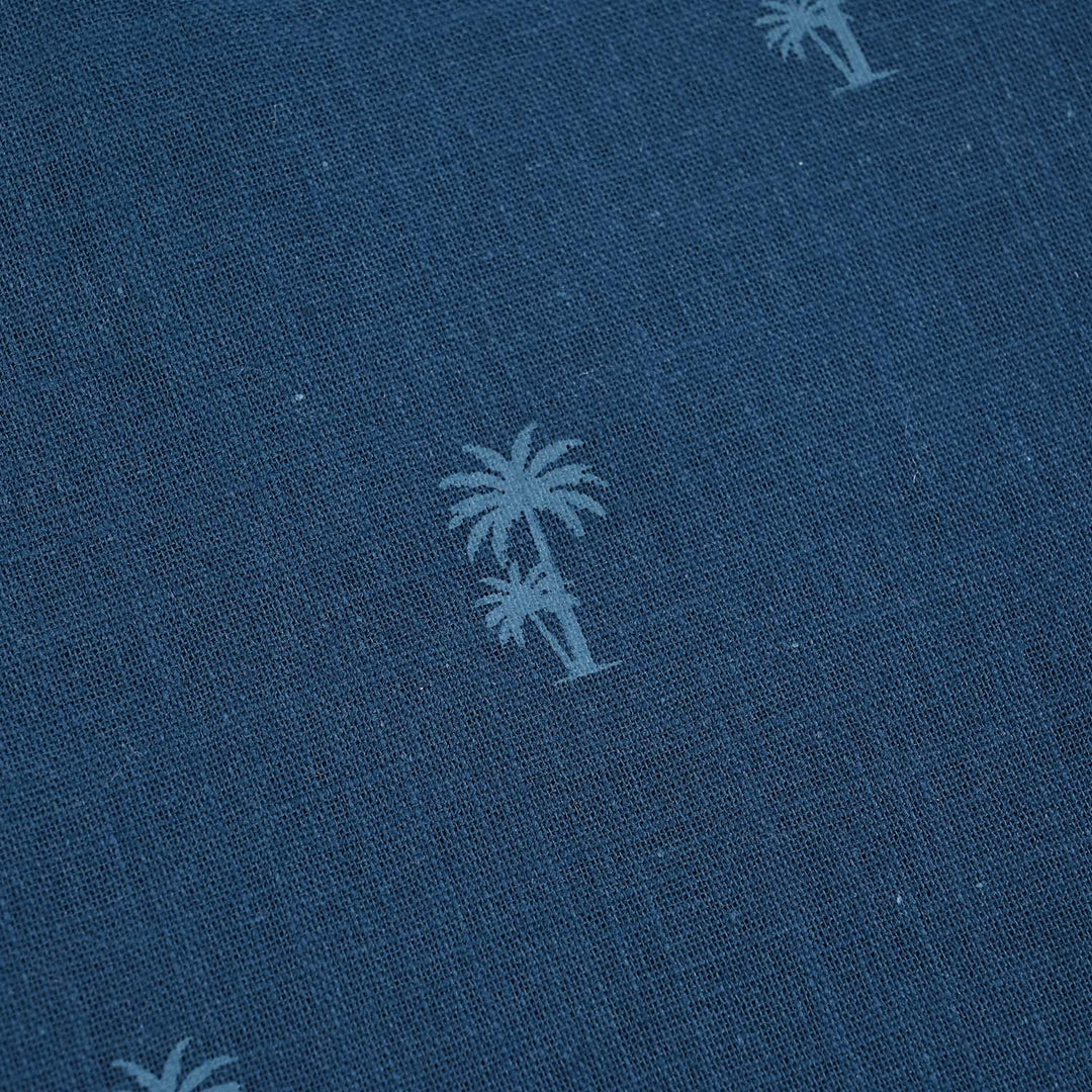 Boys Cotton Poplin 2Piece Suit (Palm Tree)-BLUE