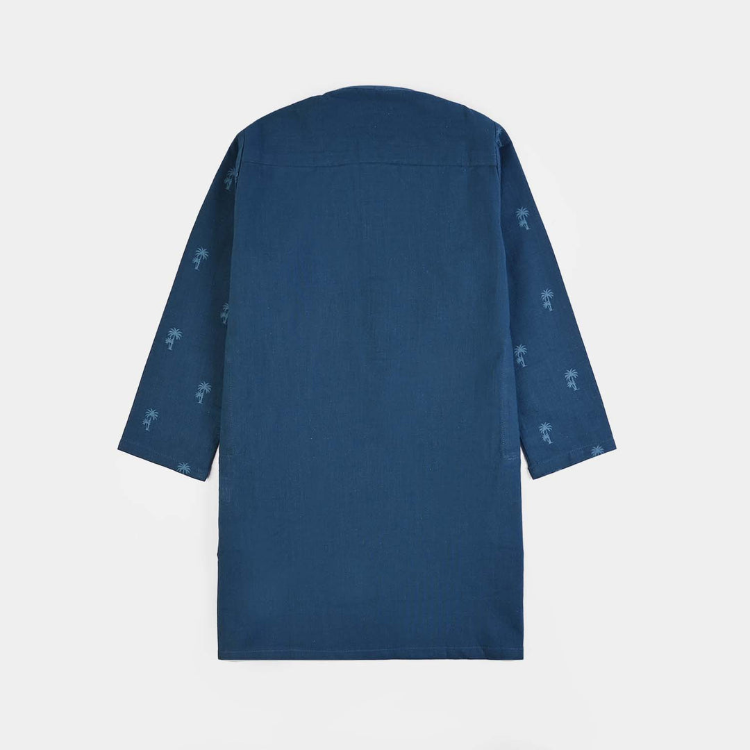 Boys Cotton Poplin 2Piece Suit (Palm Tree)-BLUE
