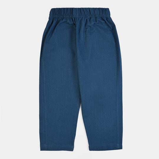 Boys Cotton Poplin 2Piece Suit (Palm Tree)-BLUE