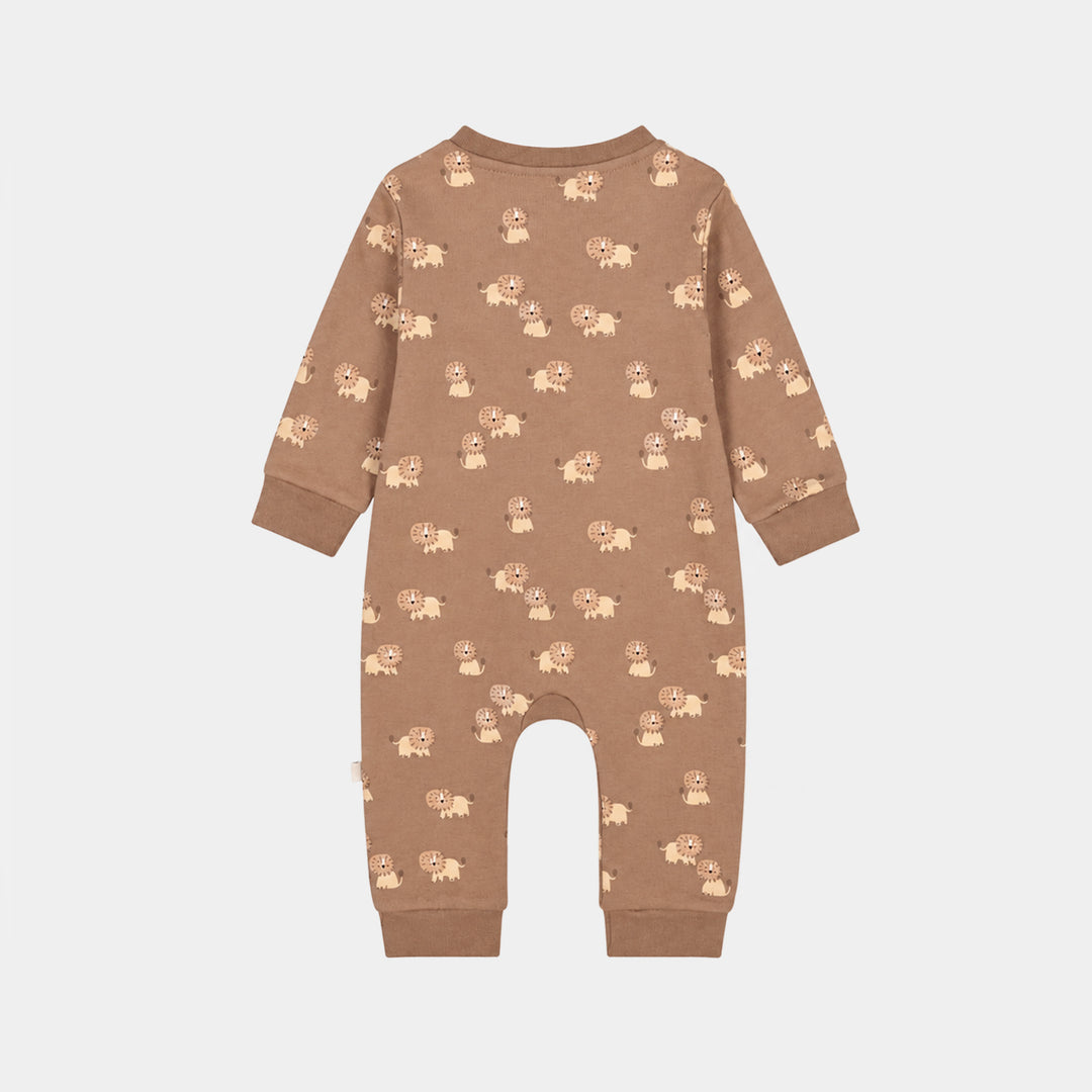 Infant Boys Cotton Interlock Romper Lion-BROWN