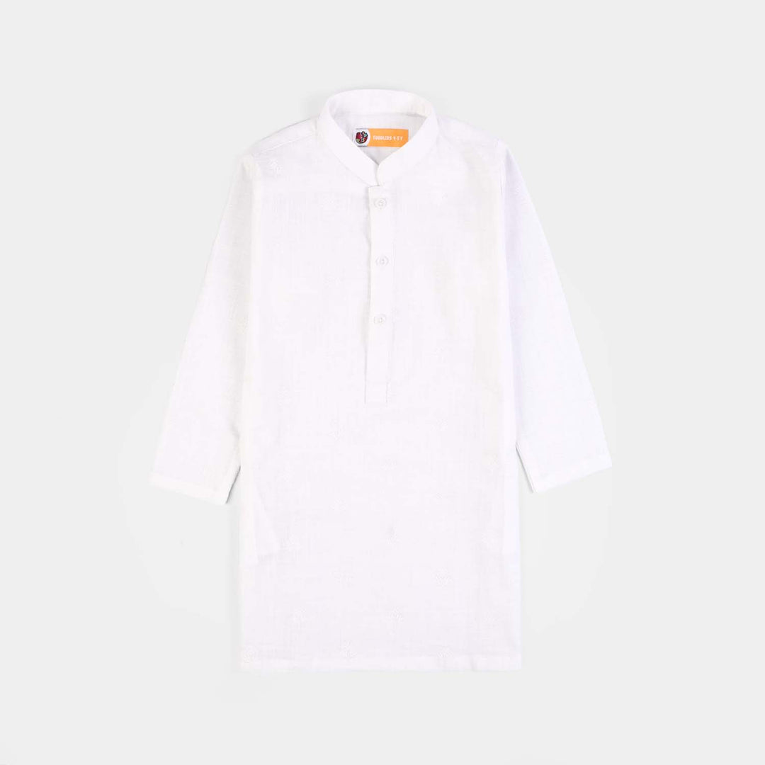 Boys Cotton Slub 2Piece Suit (Signature)-White