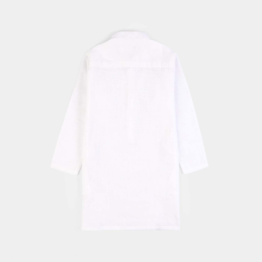 Boys Cotton Slub 2Piece Suit (Signature)-White