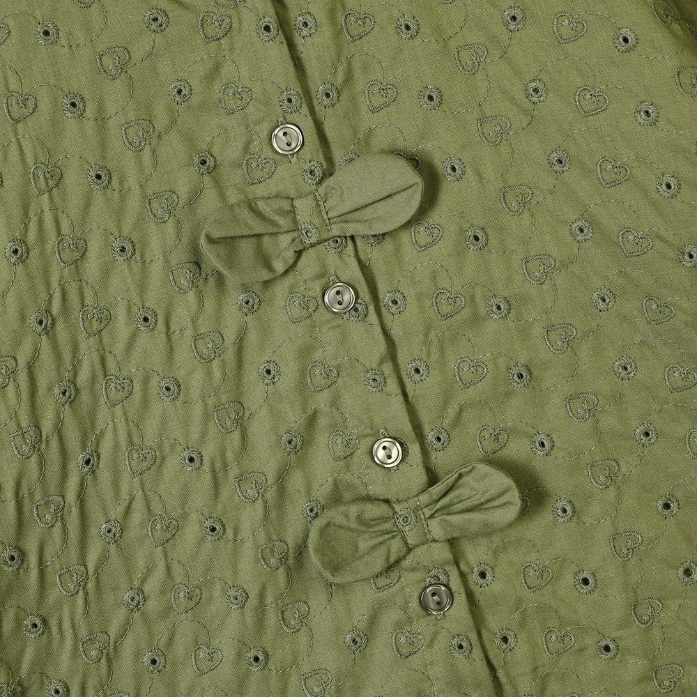 Girls Cotton Emb Top Chilli- Olive