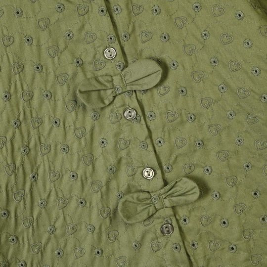 Girls Cotton Emb Top Chilli- Olive