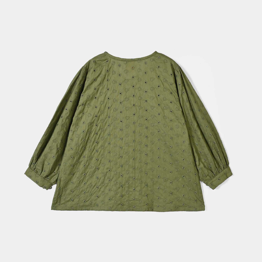 Girls Cotton Emb Top Chilli- Olive