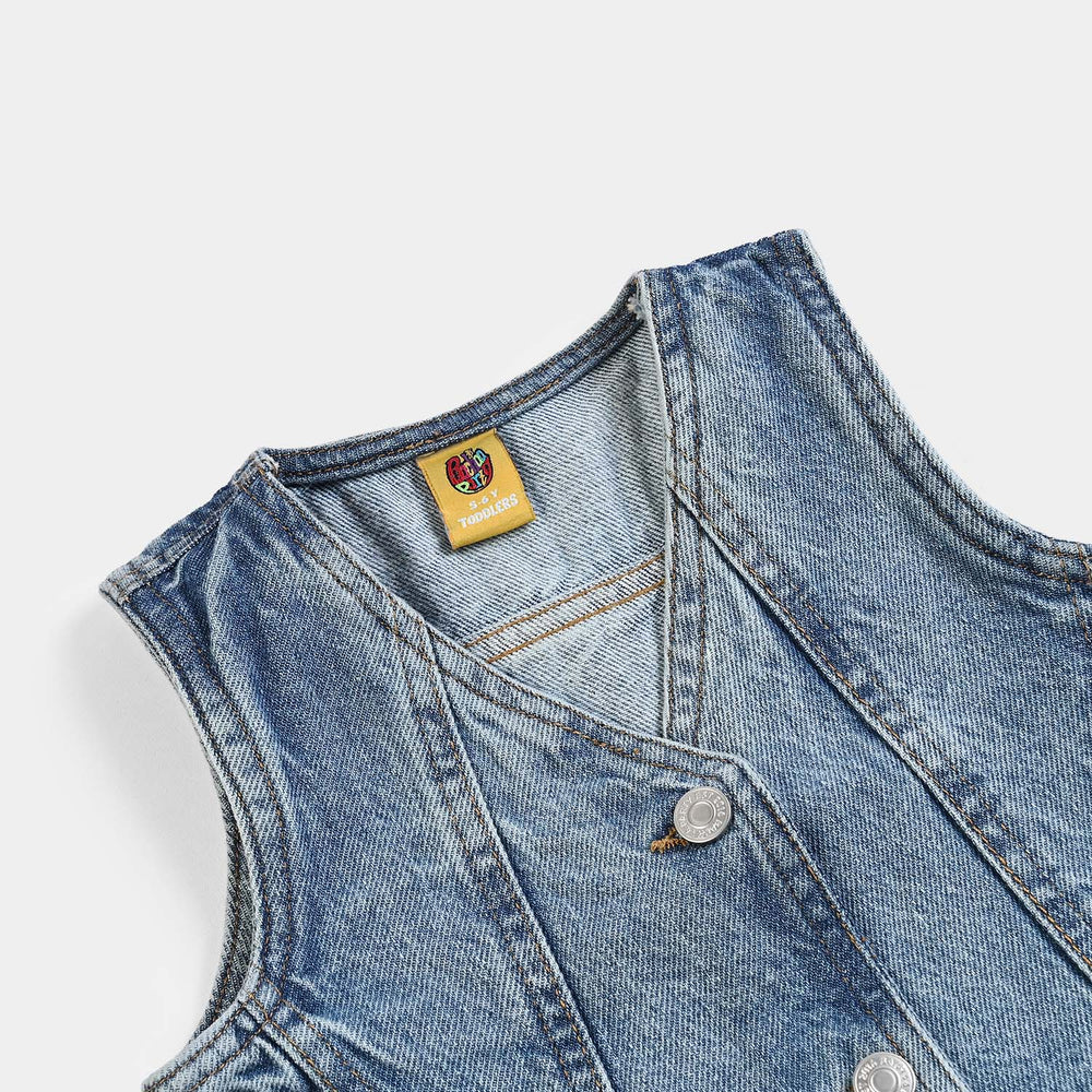 Girls Denim rigid Jacket V-Mid Blue