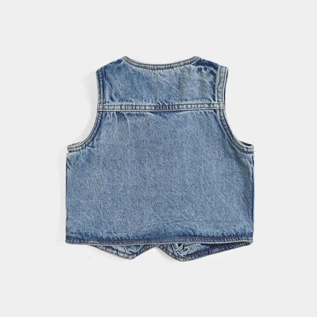 Girls Denim rigid Jacket V-Mid Blue