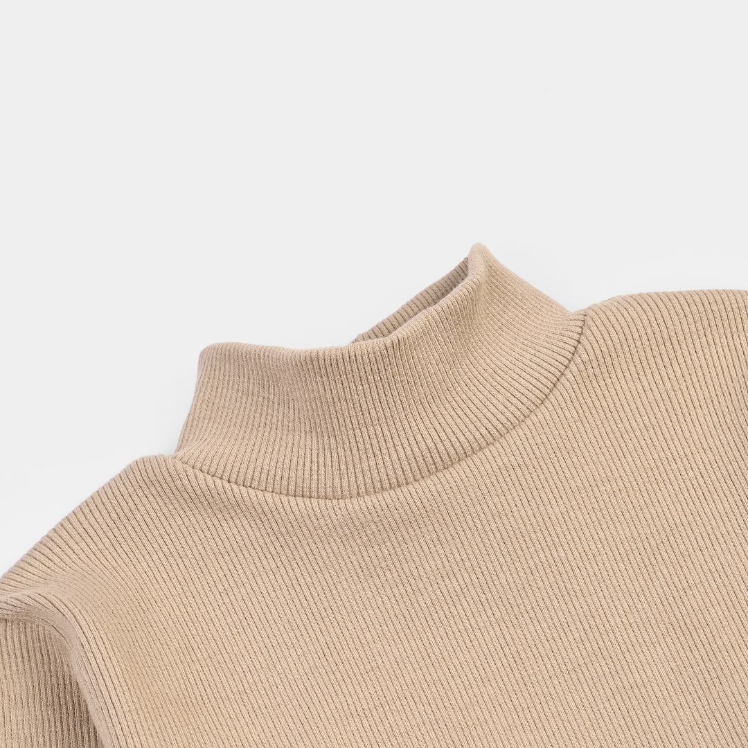 Boys 2x1 Rib Turtle Neck KHAKI
