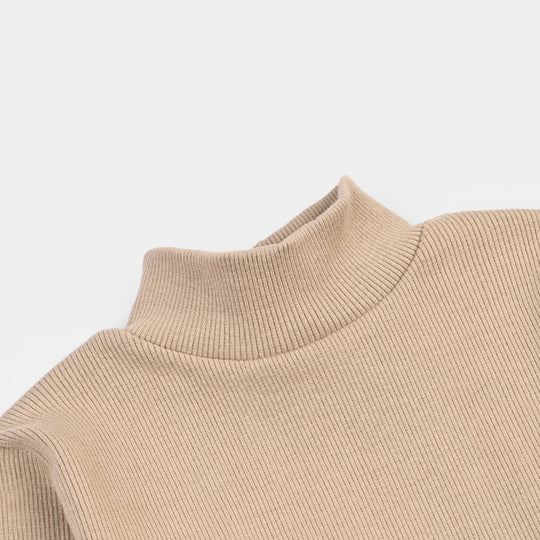 Boys 2x1 Rib Turtle Neck KHAKI