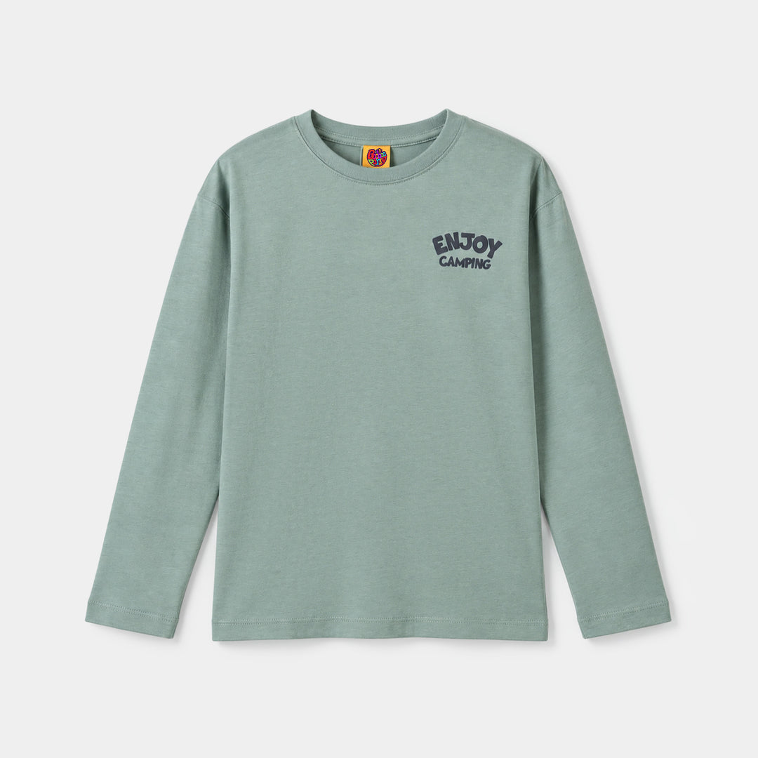 Boys Cotton Jersey T-Shirt Enjoy Camping-Green