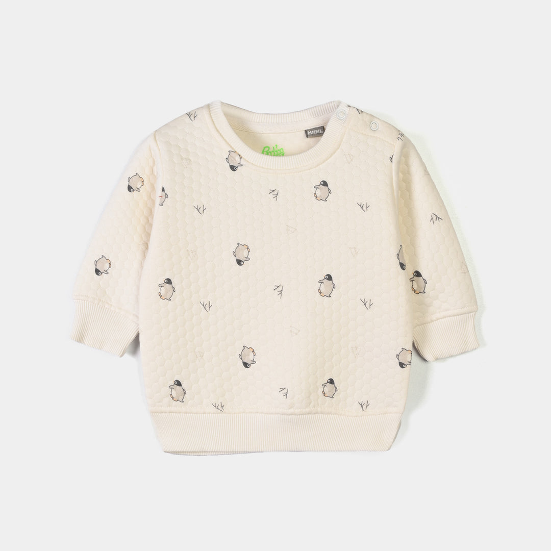 Infant Boys Quilted Sweat shirt Penguin-White