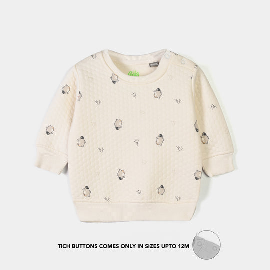 Infant Boys Quilted Sweat shirt Penguin-White